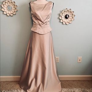 2 Piece Tan Long Formal Gown